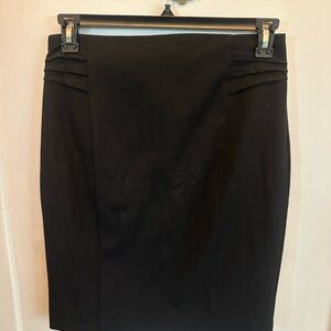 Express Black Pencil Skirt with Side Pleat Accents